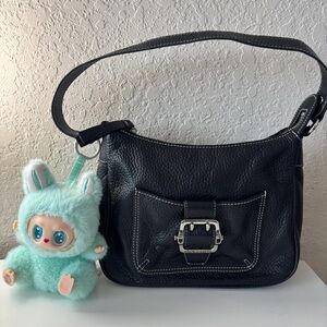 Y2K Franco Sarto Black Leather Shoulder Handbag Purse